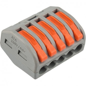 Клемма универсальная REXANT СМК 222-415, 5-проводная прозрачная, 40 шт. Клемма универсальная REXANT СМК 222-415, 5-проводная прозрачная, 40 шт.