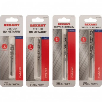 Набор сверл по металлу REXANT СЛЕСАРЬ MINI P6M5 4 шт.