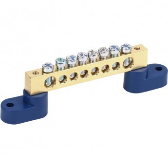 Шина REXANT 8х12 мм на двух угловых синих изоляторах 8 групп Шина REXANT 8х12 мм на двух угловых синих изоляторах 8 групп